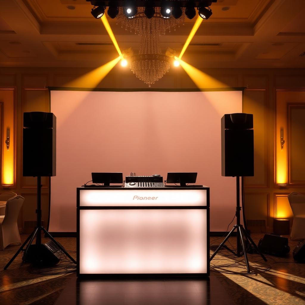 Premium black & gold ballroom DJ setup
